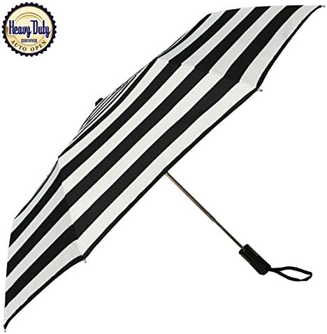 iRain Automatic Folding Umbrella (Black / Gray Stripes)