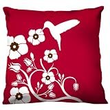 100% Thai Silk Decorative Pillow - Chinois Bird Red (18x18)