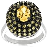 Sterling Silver Oval Yellow Cubic Zirconia Ring