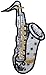 ID #9163 Shiny Saxophone Jazz Instrument Metallic Thread Iron On Applique Patch
