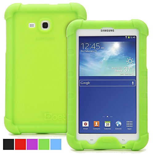 Galaxy Tab 3 Lite 7.0 / Galaxy Tab E Lite 7.0 Case - Poetic [Turtle Skin Series] - [Corner/Bumper Protection] [Grip] [Sound-Amplification] Protective Silicone Case for Samsung Galaxy Tab 3 Lite 7.0 (2014)/ Galaxy Tab E Lite 7.0 (2016) Green (3 Year M
