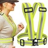 Top Quality Reflective Vest Harness - High Visibility for Added Safety Day or Night When Running, Walking, Cycling - Easily Adjustable - Lightweight - Elastic Weather Proof Material - Extra Wide Reflective Strip