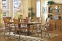 7PCS Country Solid Oak Double Trestle Formal Dining Room Set