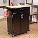 Kitchen Cart with Wood Top in Black