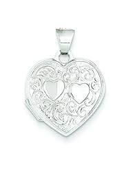14K White Gold Heart Locket Photo Pendant Jewelry