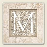 AbsorbaStone Coaster set~ Monogram Initial M ~ 4 Tile Drink Coasters ~ code 580C
