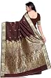 Brown Art Silk Indian Sari with designer pallu