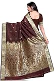 Brown Art Silk Indian Sari with designer pallu
