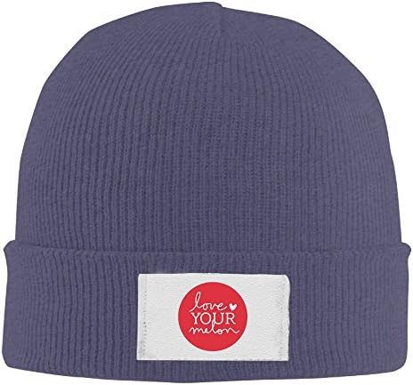 Winter Love Your Melon Heart Beanie Womens Navy Elastic Rib Knit