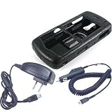 Contour Carrying Case for Blackberry 8100 + Car Charger + Wall Travel Charger for Blackberry 8100 (Black)