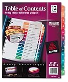 Avery 11141 Avery Ready Index Contemp Tbl Of Contents Dvdrs, 12-Tab, Letter, AST, 1 St/Pk, Carton of 24 sets