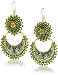 Miguel Ases Green Jade Half Moon Drop Earrings