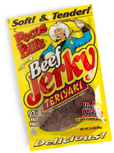 Pecos Bills Teriyaki Beef Jerky, 3.5-Ounce Packages (Pack of 6) by Pecos Bills