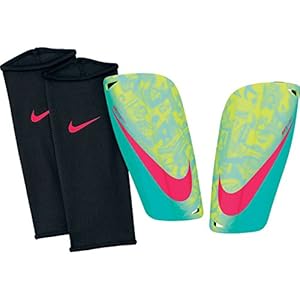 NIKE Adult Mercurial Lite Soccer Shin Guards - Size: Small, Volt/laser