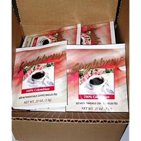 28 Colombian single serve, single cup coffee in tea bags