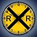 Colorful Railroad Crossing Lighted Wall Clock