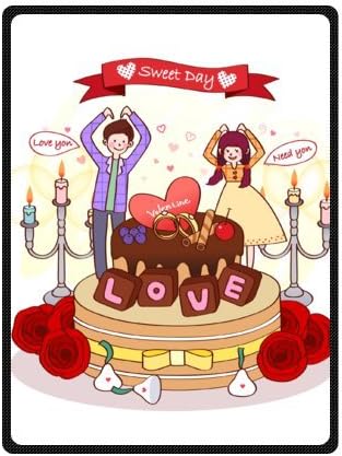 Cartoon Sweet Day Valentine's Day Cake Fleece Blankets (Machine Washable) 58"x80" (Medium) Cartoon Bedroom Exclusive