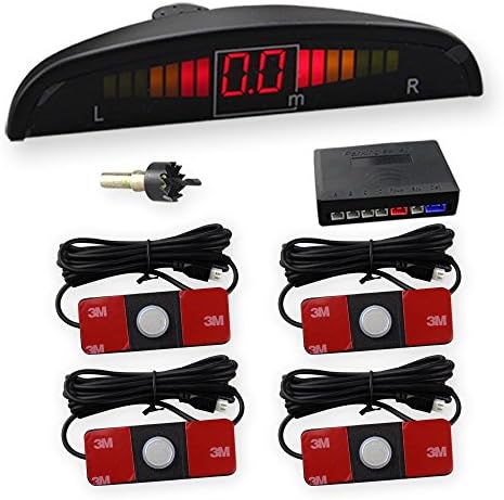 WIKOOL LED Display Sound Alert with Orignal Factory Flat 4 Sensors Car Reverse Parking Radar System Silver