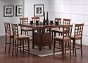 Furniture online: 9pcs Walnut Counter Height Dining Table with Lazy Susan & 8 Stools Set