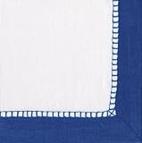 Caspari Set of Two Linen Marine Blue Paper Cocktail Napkins packages, 20 per package