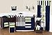 Navy Blue and Lime Green Stripe Baby Boy Bedding 11 Piece Crib Set without bumper