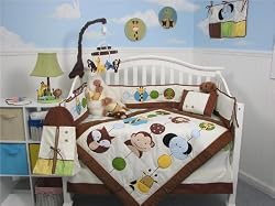 SoHo Forest Buddy Baby Crib Nursery Bedding Set 13 pcs included Diaper Bag with Changing Pad & Bottle Case