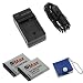 GTMax 2 x BP-70A Rechargeable Lithium-Ion Battery + Travel AC Charger with Car Adapter + Memory Card Case for Samsung ST72, WB30F, DV150F, ST150F, ST76, ST66, ST65, MV800, PL200, PL170, PL120, PL100, PL90