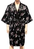 Black Kimono Bathrobe Robe Dressing Gown Thai Coat Night / Available in 11 different colours