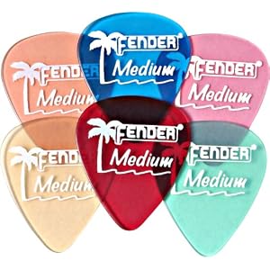 Fender 351 California Clears Guitar Picks, 12 Pack, Shell Pink, Thin