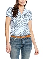 Cortefiel Blusa (Azul Claro / Blanco)