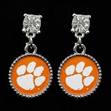 Clemson Tigers Crystal Stud Dangle Earrings