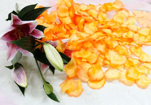 Bundle Monster Wedding Party Favor Centerpiece Decoration Silk Rose Flower Petal Confetti 2000pc - Orange with Dark Orange Tips