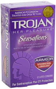 Trojan Her Pleasure Sensations Spermicidal Condoms, 12 Count