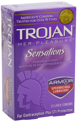 Trojan Her Pleasure Sensations Spermicidal Condoms, 12 Count