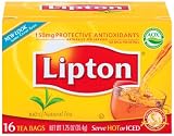Lipton Black Tea, Cup Size, Tea Bags, 16-Count Boxes (Pack of 24)