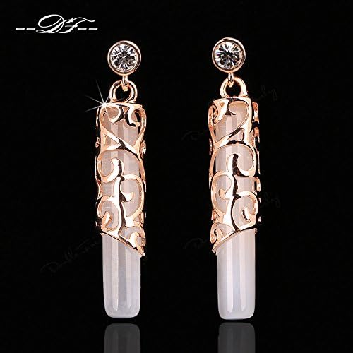 Top Quality 2014 New Opal Stone Pattern Wrapped Party Drop Earrings 18K Gold Plated Imitation Gemstone Wedding Je White Stone BY Mary J