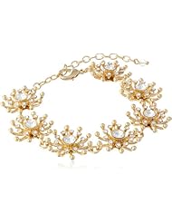 Napier "Scent of Flowers" Gold-Tone and Crystal Flower Link Bracelet, 10.5"