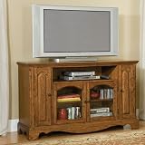 Entertainment Credenza with Glass Doors in Oak Finish