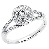 14K White Gold Round-cut 1.25 CTW Equivalent CZ Cubic Zirconia Ladies Solitaire Wedding Engagement Ring Band