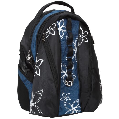 15.6 inch Navy Contour Flowers Multiple Pockets Laptop Computer Travel Sling Backpack w/Air Mesh Padded Panel 15.6 inch Navy Contour Flowers Multiple Pockets Laptop Computer Travel Sling Backpack w/Air Mesh Padded Panel
