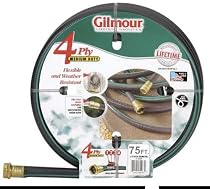 Gilmour 14 Series 4 Ply Reinforced Rubber/Vinyl Hose 5/8 Inch x 75 Feet #14-58075 Black w/Green Stripe