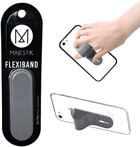 Majestik FlexiBand® Finger Loop Phone Holder Stand, Designed for Selfies &amp; Movies / Instagram Fashion &amp; Beauty Bloggers Essential (Gray)