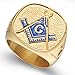 Size 7-15 Gold Plated Stainless Steel Masonic Ring Signet Mason Masters Cocktail Party Punk