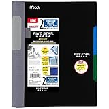 Five Star Advance Spiral Notebook-Medium Size, 2 Subject, College Ruled, 9.5 x 6 Inch, Black (73156)