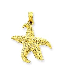 14K Yellow Gold Starfish Charm Ocean Jewelry Pendant