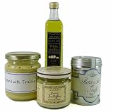 Truffle assortment: oil, mustard, spread and fleur de sel, gourmet truffle products