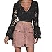 MINICOP Womens' Vintage Sexy Lace Up High Waist Bodycon Faux Suede Mini Skirt