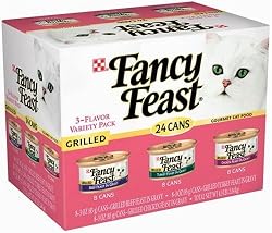Fancy Feast Gourmet Cat Food, 3-Flavor Grilled Variety Pack (Beef, Turkey & Chicken), 3-Ounce Cans (Pack of 24)