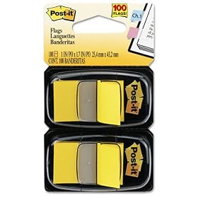 Post-it� Flags, 1 Inch, Ideal For Marking and Flagging Paper Documents, Yellow, 50 per Dispenser, Two Dispensers per Pack