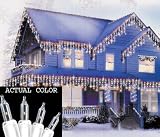 Set Of 100 Clear Everglow Icicle Christmas Lights With White Wire